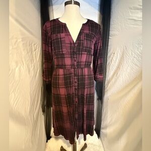 Torrid Burgundy Plaid Long Sleeve Dress